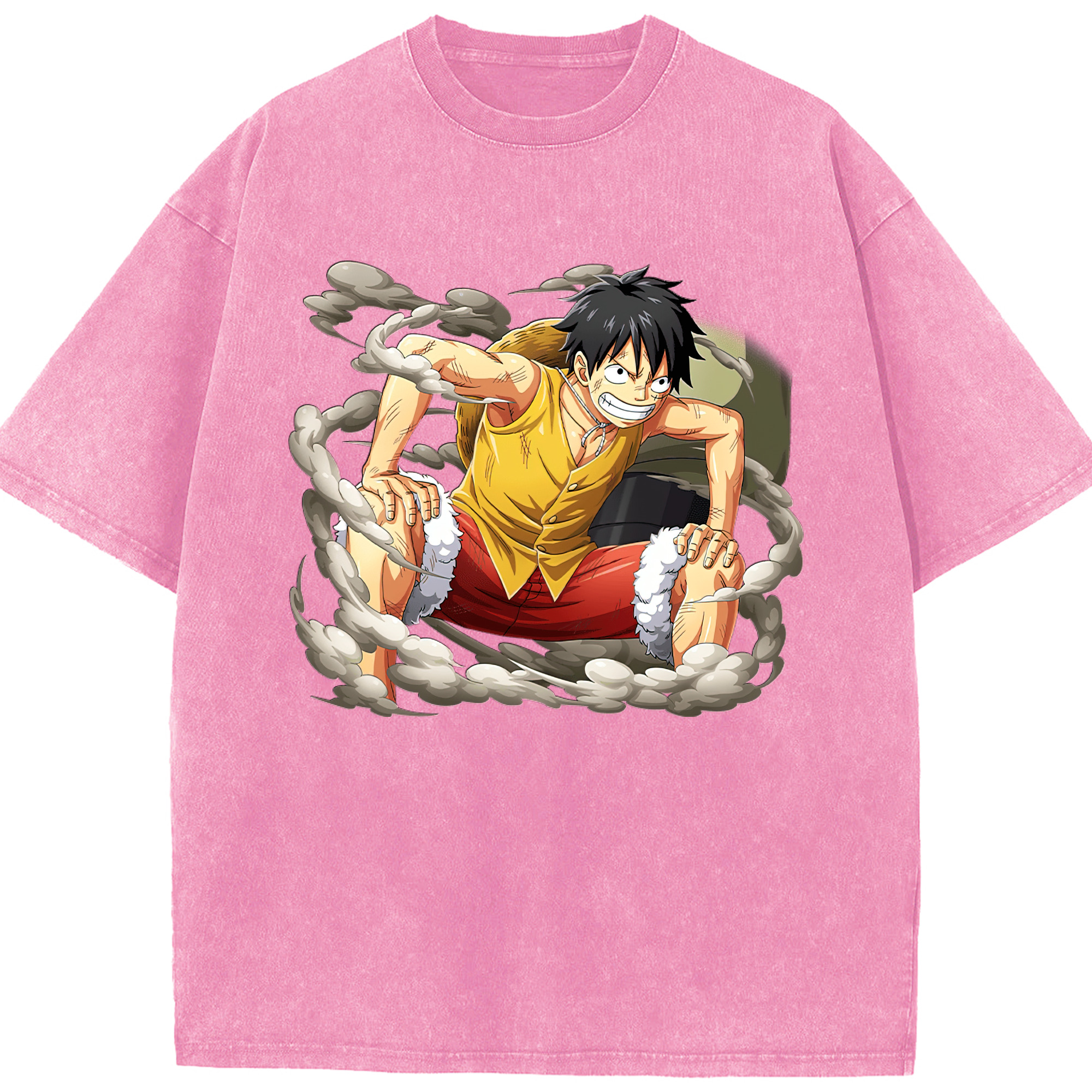 ワンピース モンキー・D・ルフィ ONE PIECE Monkey D. Luffy 綿100% ヴィンテージ風 半袖Tシャツ（フロントプリント）